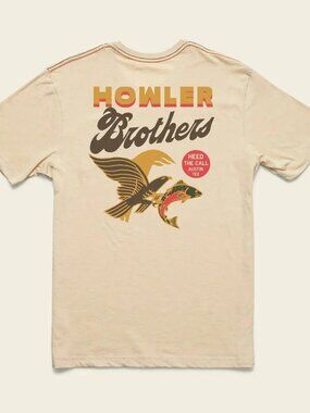 Howler Brothers Men's Pocket T-Shirt Osprey Prey Sand Heather Size M NWT